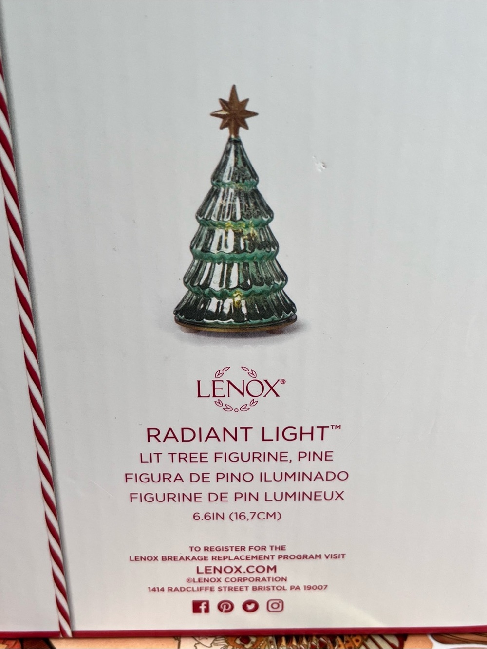 Lenox Radiant Light Lit Glass Pine Christmas Tree 6.6” New in box - Picture 2 of 7